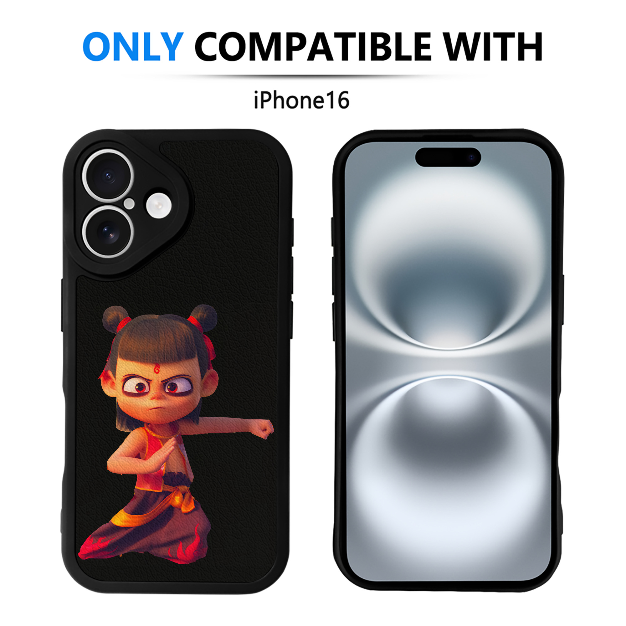 （画像用） Ne Zha 2 ナタ 魔童の大暴れ 【iPhone 16シリーズ対応】シリコンスマホケース（レザー調） 材質：シリコン